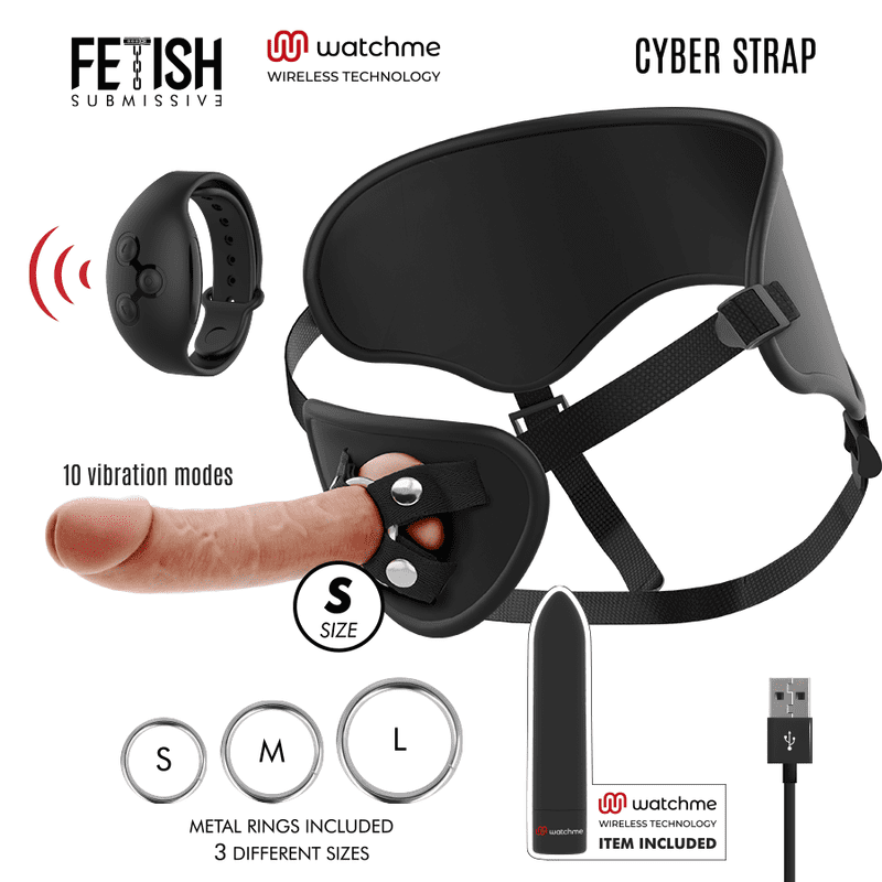 IMBRACATURA STRAP ON CON VIBRATORE CYBER STRAP CONTROLLO REMOTO WATCHME TECHNOLOGY
