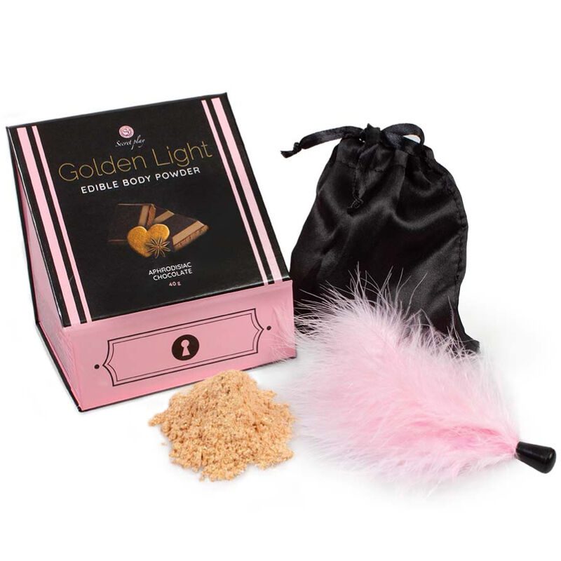 POLVERE ORO COMMESTIBILE GUSTO CIOCCOLATO SECRETPLAY CON PIUMA