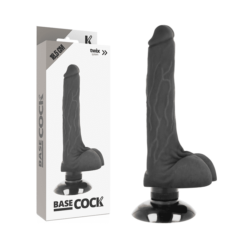 BASECOCK REALISTIC VIBRATORE 2-1 NERO 18,5 CM