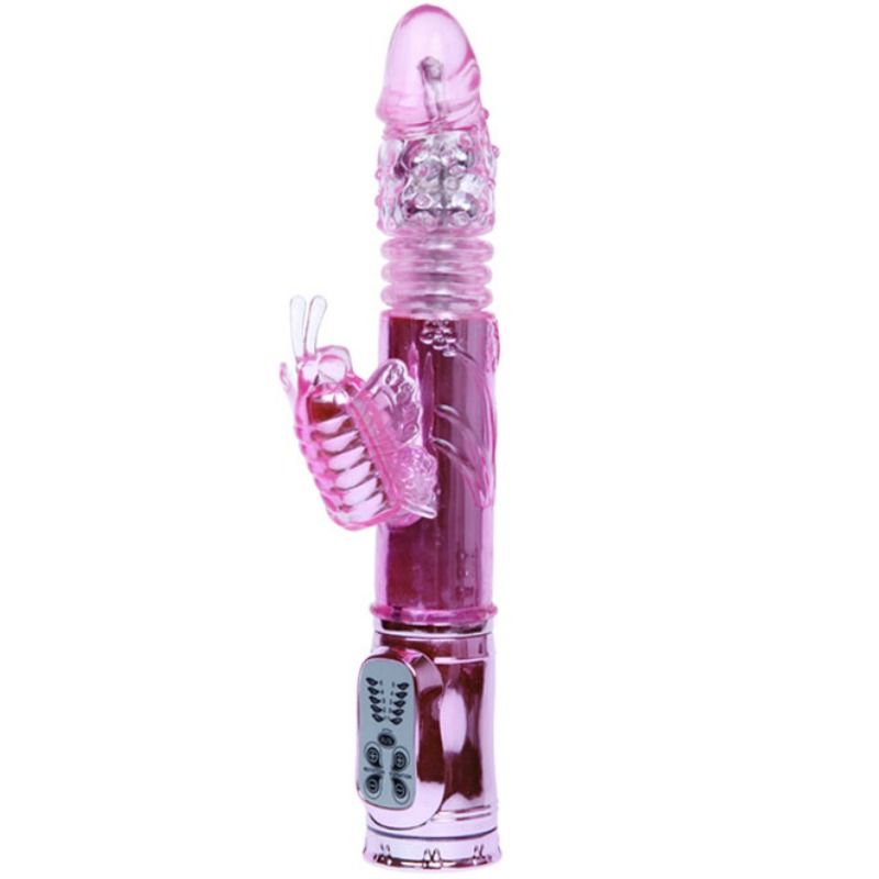 VIBRATORE RICARICABILE CON ROTAZIONE E STIMOLATORE BUTTERFLY