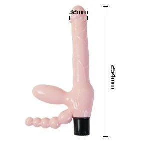 Baile - Imbragatura senza Corda TPR con Vibrazione e Stimolazione Anale 25.4 cm 2