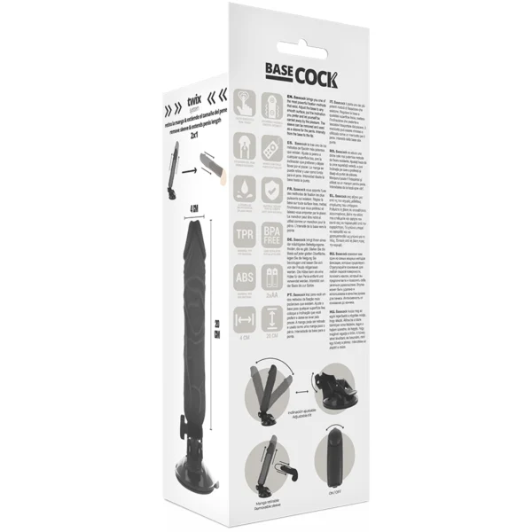 Basecock - Vibratore Realistico Telecomando Nero 20 cm -O- 4 cm 5