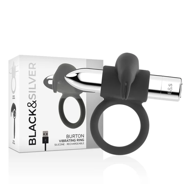 Black&Silver - Anello Ricaricabile Burton 10 Modalità di Vibrazione 2 Black&Silver - Anello Ricaricabile Burton 10 Modalità di Vibrazione 2