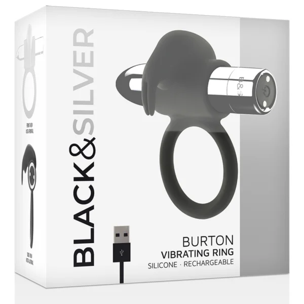 Black&Silver - Anello Ricaricabile Burton 10 Modalità di Vibrazione 3 Black&Silver - Anello Ricaricabile Burton 10 Modalità di Vibrazione 3
