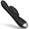 Black&Silver - Dj. Stimolatore Coniglio in Silicone Ricaricabile Adam Nero 2