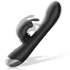 Black&Silver - Dj. Stimolatore Coniglio in Silicone Ricaricabile Adam Nero 3