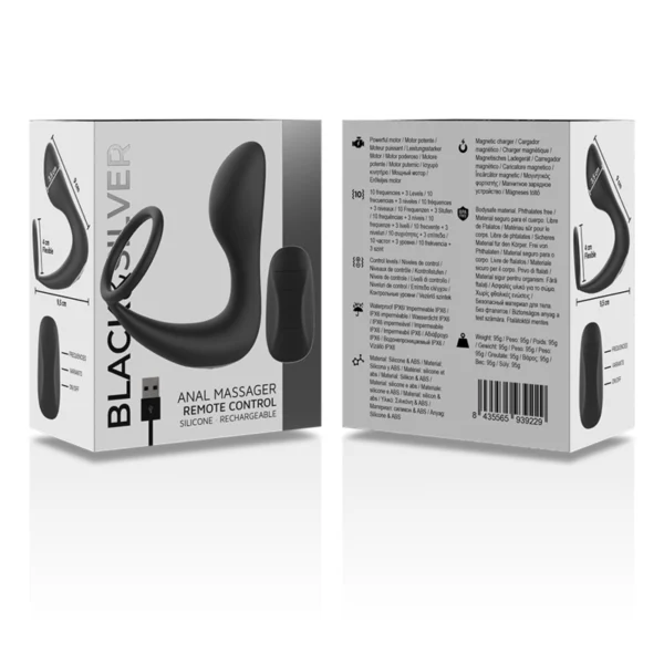 Black&Silver - Massaggiatore Anale con Telecomando Ricaricabile in Silicone Nero 7