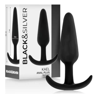 Black&Silver - Plug Anale in Silicone Kael con Manico Medio Black&Silver - Plug Anale in Silicone Kael con Manico Medio