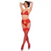 Chilirose - Cr 4848 Set Reggiseno in Pizzo Rosso + Perizoma + Calze M 4 Chilirose - Cr 4848 Set Reggiseno in Pizzo Rosso + Perizoma + Calze M 4