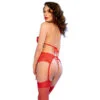 Chilirose - Cr 4848 Set Reggiseno in Pizzo Rosso + Perizoma + Calze M 5 Chilirose - Cr 4848 Set Reggiseno in Pizzo Rosso + Perizoma + Calze M 5