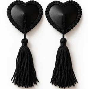 Chilirose - Cr 4897 Copri Capezzoli a Forma di Cuore con Nastri Neri Chilirose - Cr 4897 Copri Capezzoli a Forma di Cuore con Nastri Neri