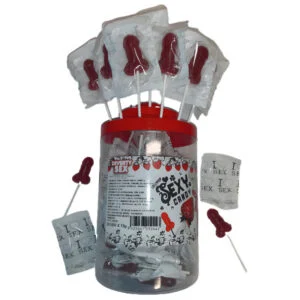 Diablo Picante - 50 Lecca-Lecca a Forma di Pene di Caramelle alla Fragola e alla Ciliegia 50 Unit