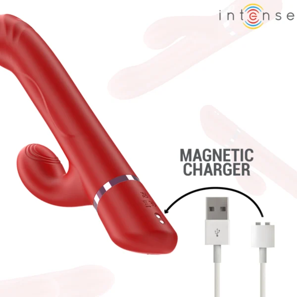 Intense - Lele Vibratore Multifunzione Rotante e Oscillante e Stimolante Rosso 7