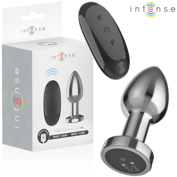 Intense - Plug Anale 10 Vibrazioni Metallo con Telecomando M Intense - Plug Anale 10 Vibrazioni Metallo con Telecomando M