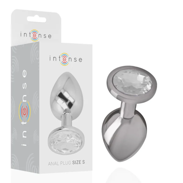 Intense - Plug Anale in Metallo Alluminio con Cristallo Argento Misura S Intense - Plug Anale in Metallo Alluminio con Cristallo Argento Misura S