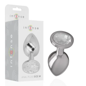 Intense - Plug Anale in Metallo Alluminio con Cristallo Argento Taglia M