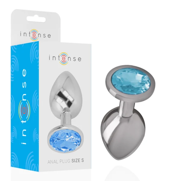 Intense - Plug Anale in Metallo Alluminio con Cristallo Blu Taglia S Intense - Plug Anale in Metallo Alluminio con Cristallo Blu Taglia S
