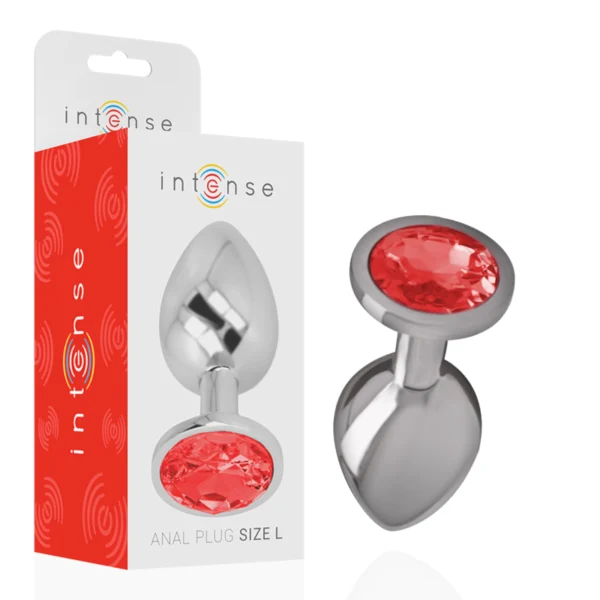Intense - Plug Anale in Metallo Alluminio con Cristallo Rosso Misura L Intense - Plug Anale in Metallo Alluminio con Cristallo Rosso Misura L