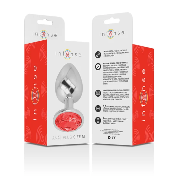 Intense - Plug Anale in Metallo con Cristallo Rosso Misura M 6