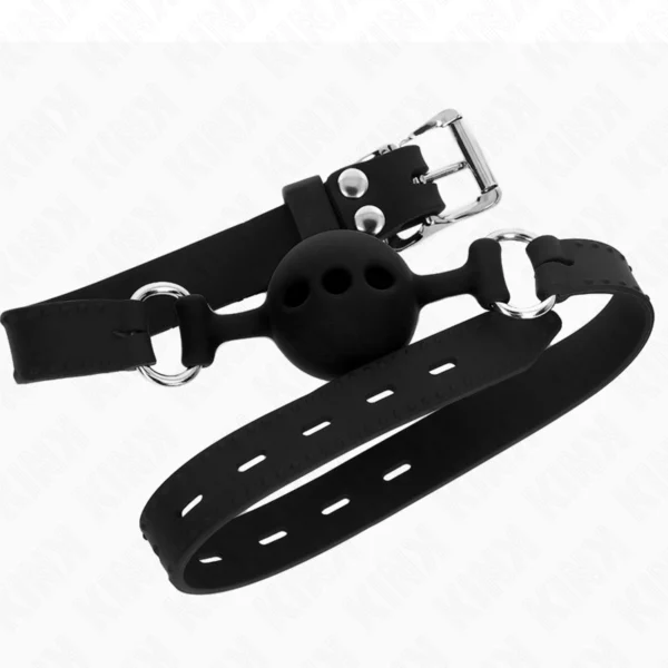 KINK - BAVAGLIO IN SILICONE INTERO 55 x 2 CM CON SFERA DA 4 CM MISURA S NERO REGOLABILE 35-51 CM 2 KINK - BAVAGLIO IN SILICONE INTERO 55 x 2 CM CON SFERA DA 4 CM MISURA S NERO REGOLABILE 35-51 CM 2