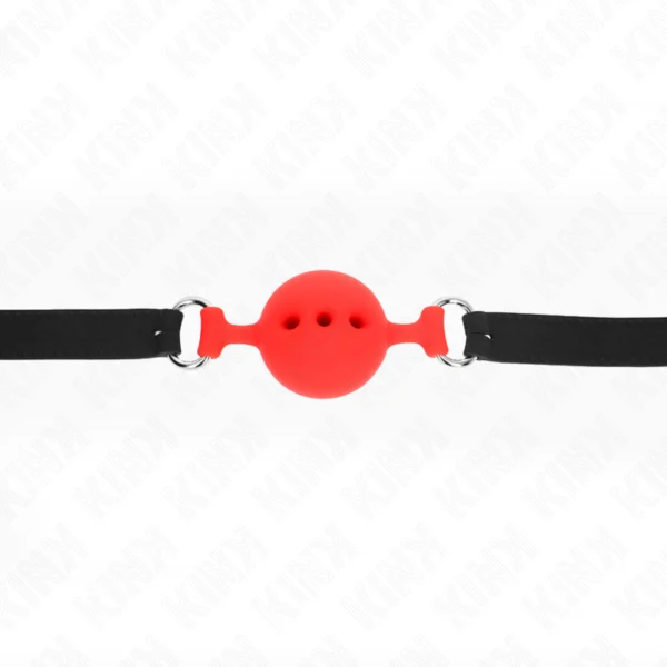 KINK - BAVAGLIO IN SILICONE INTERO 55 x 2 CM CON SFERA DA 4,5 CM MISURA M ROSSO REGOLABILE 35-51 CM 4 KINK - BAVAGLIO IN SILICONE INTERO 55 x 2 CM CON SFERA DA 4,5 CM MISURA M ROSSO REGOLABILE 35-51 CM 4