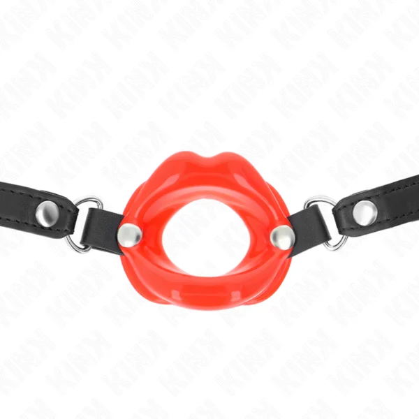KINK - BAVAGLIO LIP 8 CM CON CINTURINO IN SIMILPELLE ROSSO 63 x 2 CM REGOLABILE 39-58 CM 3 KINK - BAVAGLIO LIP 8 CM CON CINTURINO IN SIMILPELLE ROSSO 63 x 2 CM REGOLABILE 39-58 CM 3