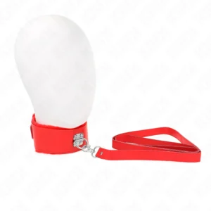 Kink - Collana con Guinzaglio 116 cm con Borchie in Argento Modello 4 Rosso Regolabile 40-48 cm X 6 cm Kink - Collana con Guinzaglio 116 cm con Borchie in Argento Modello 4 Rosso Regolabile 40-48 cm X 6 cm
