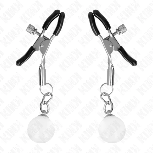 Kink - Morsetti per Capezzoli Perline di Vetro Argento 6 cm 2