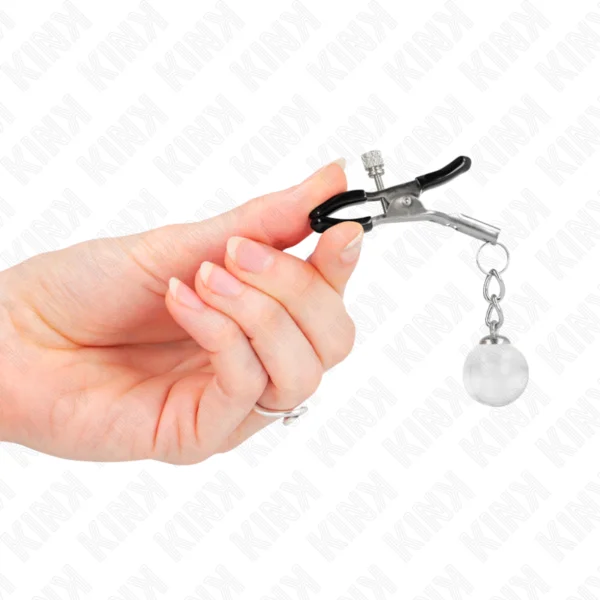 Kink - Morsetti per Capezzoli Perline di Vetro Argento 6 cm 4