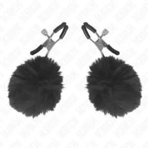 Kink - Morsetto per Capezzoli con Sfera in Ecopelliccia Nera 6 cm Kink - Morsetto per Capezzoli con Sfera in Ecopelliccia Nera 6 cm