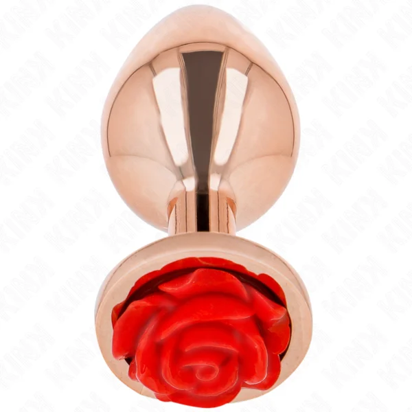 Kink - Plug Anale in Oro Rosa con Rosa Rossa S 2 Kink - Plug Anale in Oro Rosa con Rosa Rossa S 2
