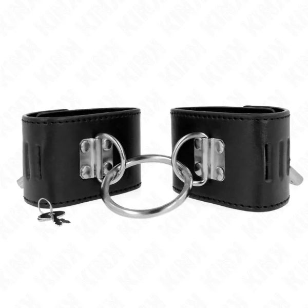 Kink - Polso Fisso con Chiusura Ad Anello e Lucchetto Nero Regolabile 16-23 cm X 5,5 cm 2 Kink - Polso Fisso con Chiusura Ad Anello e Lucchetto Nero Regolabile 16-23 cm X 5,5 cm 2