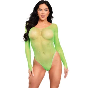 Leg Avenue - Body Manica Lunga Cristallizzato Verde