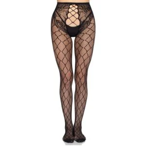 Leg Avenue - Collant a Rete 1966 con Slip senza Cavallo Nero - Taglia Unica