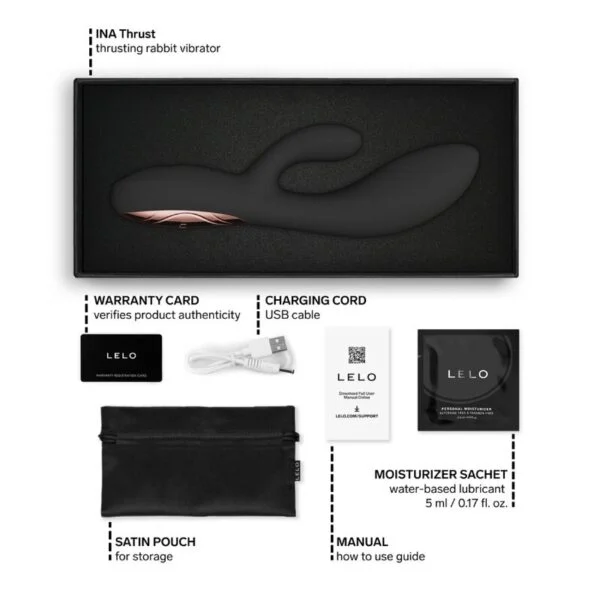Lelo - Ina Vibratore a Spinta Thrust Rabbit Nero 9