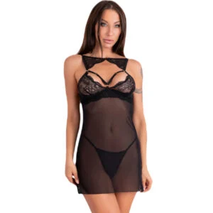 Livco Corsetti Fashion - Krolina Lc 90734 Chemise + Perizoma Nero L/XL