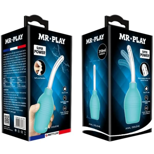 Mr Play - Doccia Anale in Gomma Blu Pera 8 Mr Play - Doccia Anale in Gomma Blu Pera 8