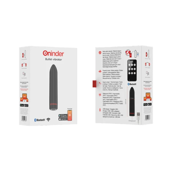 Oninder - Berlin Vibratore Bullet Nero 9 Modalità 8,5 X 2 cm - App Gratuita 8
