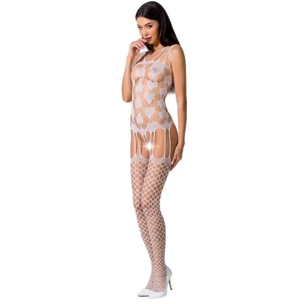 Passion - Donna Bs067 Bodystocking Bianco Taglia Unica