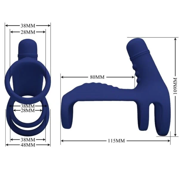 Pretty Love - Anello Vibrante Elish con Estensione Blu 4