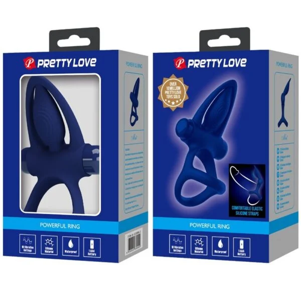 Pretty Love - Mat Doppio Anello con Vibrazione e Stimolatore Blu 10