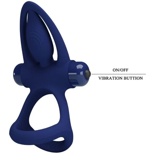 Pretty Love - Mat Doppio Anello con Vibrazione e Stimolatore Blu 8