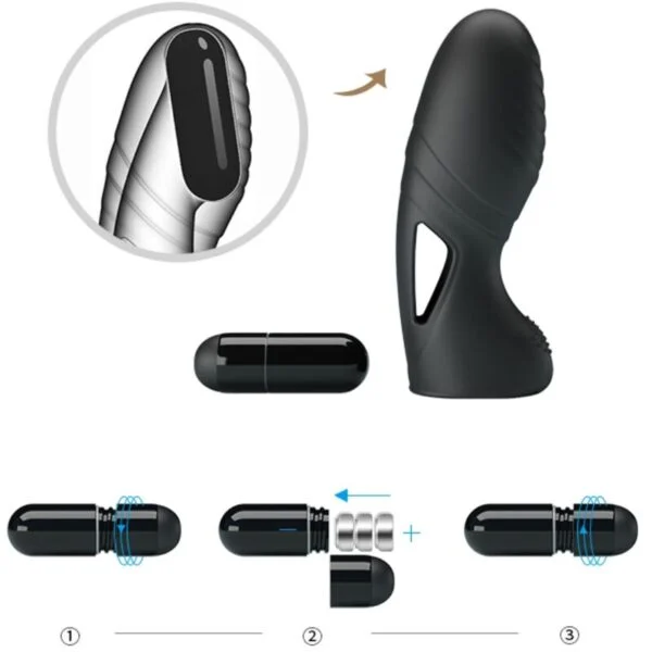 Pretty Love - Vibratore da Dito in Silicone Alan Nero 8