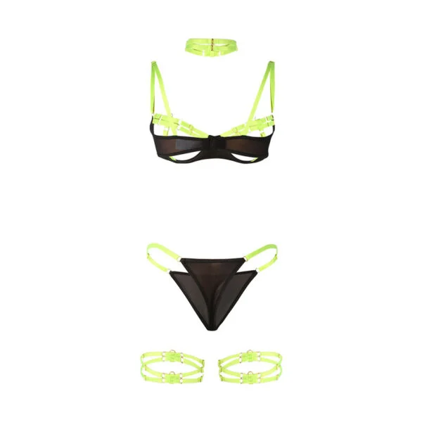 Subblime - 955281 Completo Reggiseno con Collana e Dettagli Gamba Verde Fluo L/XL 6