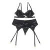 Subblime - Set 3 Pezzi Reggiseno + Perizoma + Reggiseno in Pizzo Nero S/M 4