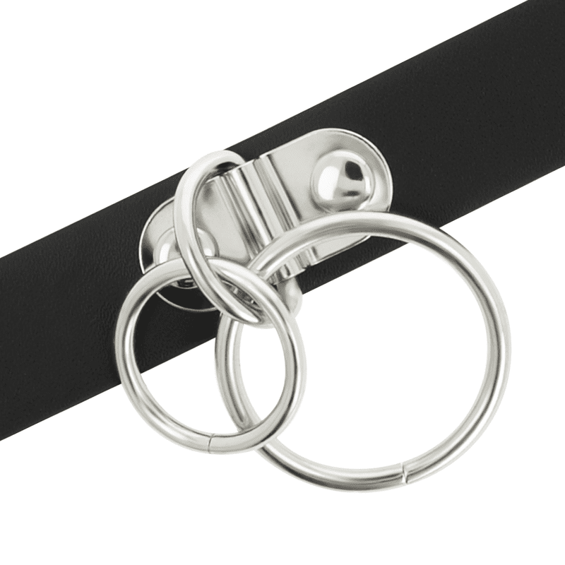 COQUETTE CHIC DESIRE CHOKER ARTIGIANALE IN PELLE VEGAN - DOPPIO ANELLO