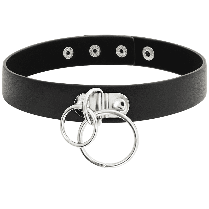 COQUETTE CHIC DESIRE CHOKER ARTIGIANALE IN PELLE VEGAN - DOPPIO ANELLO