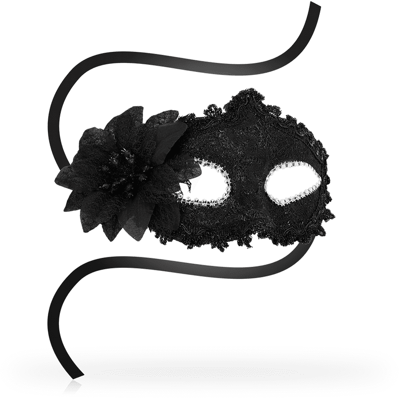 MASCHERE OHMAMA MASCHERA OCULARE VENEZIANA FIORE LATERALE - NERO