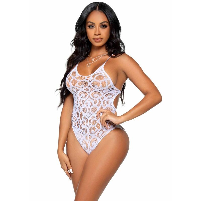 BODY IN PIZZO SENZA CUCITURE BIANCO - LEG AVENUE