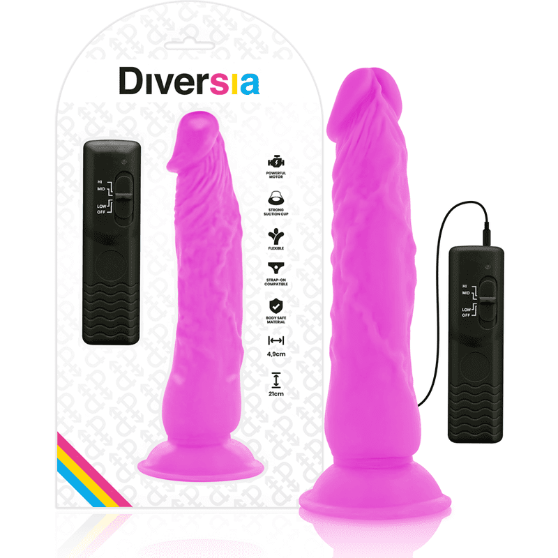 DILDO VIBRANTE FLESSIBILE DIVERSIA - 21 CM - VIOLA